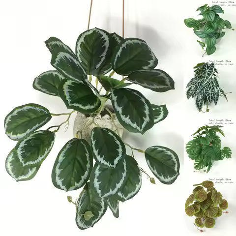 Artificial Plants Vine Peacock Turtle Back Leaf Begonia Wall Hanging Simulated Plant Flower Rattan G
