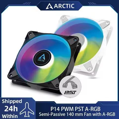 ARCTIC P14 PWM PST A-RGB 140mm PWM Case Fan, Optimised for Static Pressure, Semi-Passive: 200–1900 r