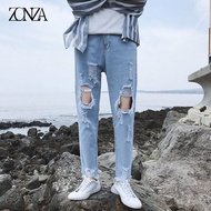 ZONZA Ripped Jeans for Men seluar jeans lelaki celana panjang lelaki Straight Cut Slim Fit Jeans MY1327