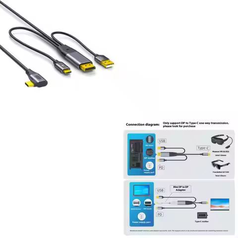 USB C To DisplayPort 4K@60Hz Cable Touch Function Support For Nreal Xreal L Mobile Screens Glasses G