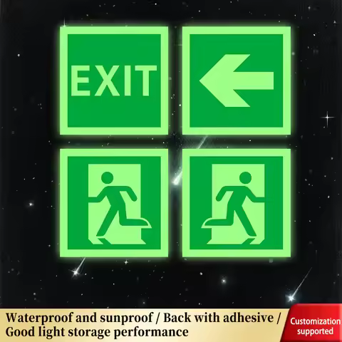 1Pcs 6*6inch Luminous Escape Direction Guide Sign, Safety Exit Emergency Passage Sign Glow-In-The-Da