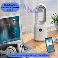 Bladeless Fan with Bluetooth Speaker 2 in 1 Portable Computer Speaker Bluetooth Bass Tower StandHome