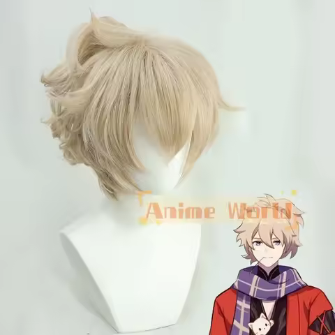Game Genshin Impact Friend of Kaedehara Kazuha Cosplay Wig Curly Ponytail Genshin Impact Kazuha's Fr