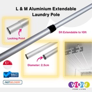 L & M Aluminium Extendable Laundry Pole / Bamboo Pole (5 Ft Extendable to 10 Ft)