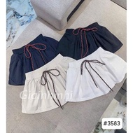 Short skirt lined with flared pants with elastic waistband, khaki flared skirt CV3583-A2TH - NhiNhi 