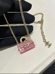 香港順豐包郵✨Chanel香奈兒25B新款金色雙C粉色CF包包項鍊 原裝盒/紙袋/卡紙/塵袋全套