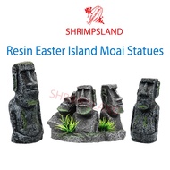 [SHRIMPSLAND] Aquarium Easter Island Stone Moai Statues Ornament Resin Decorations