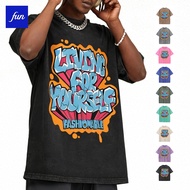 Dtg printer for shirt 240g Washed T-shirt Cartoon Printed Pattern Distressed American High Street Lo