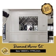 Set 5.83x4.44ft Diamond Mirror Bevel Mirror Wainscoting Deco Wall Mirror Cermin Bevel Dinding Wall Mirror Cermin Diamond