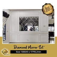 Set 5.83x4.44ft Diamond Mirror Bevel Mirror Wainscoting Deco Wall Mirror Cermin Bevel Dinding Wall M