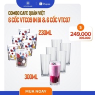 [VIETNAMESE CAFE COMBO] Combo of 12 LOTUS GLASS Cups/Cups - Set of 6 cups/cups 230ml VTC09 Printed B