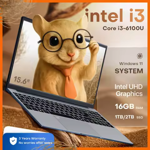 15.6" Portable i3 Laptop Computer PC Windows 11 Pro Intel Core i3 6100U Laptops Fingerprint 16GB RAM