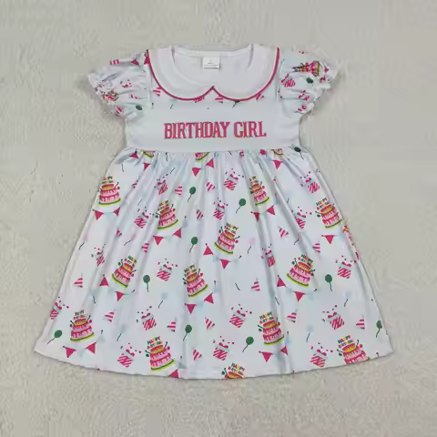 z0106-08 GSD2854 girl dresses baby girl clothes embroiderycake short seeve Dress Wholesale Boutique 