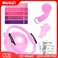 Ltdrao Yoga Stretching Belt Pilates Exercise Bands Complete Yoga Fitness Set with Pilates Ring Resis