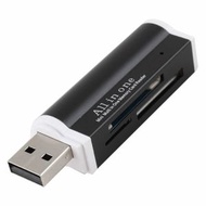 黑色四和一USB2.0讀卡器 TF/MS/SD/M2四槽讀卡器 [平行進口]