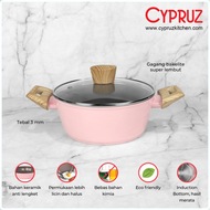 Cypruz Pink Ceramic Casserole Pan / Panci Anti Lengket + Tutup