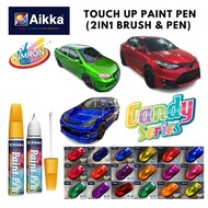 [AIKKA CANDY EFFECT SERIES COLOUR] (Part 1) Touch Up Paint Pen Colour - 2in1 Pen & Brush Repair Scra