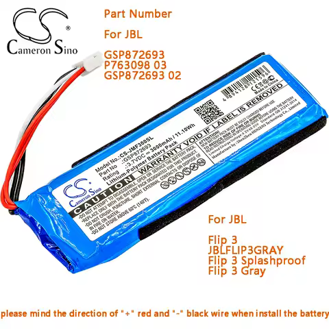 Cameron Sino Speaker Battery for JBL Flip 3 JBLFLIP3GRAY Flip 3 Splashproof Flip 3 Gray Capacity 300