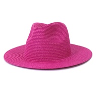 Summer Hat New Adjustable Jazz Men And Women Straw Hat Fedora Sun Hats Panama Beach Sun Visor Rose Red Simple Cowboy Cap