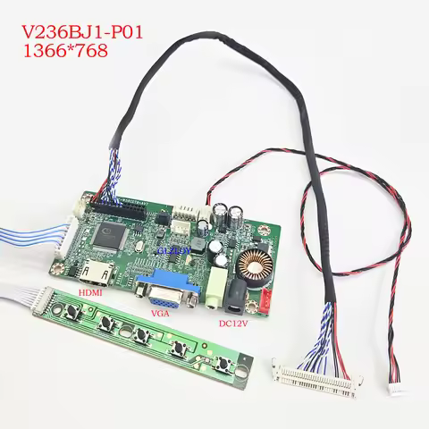 Kit for V236BJ1-P01 PT236AT02 HV236WHB 1366x768 LVDS 30P Controller driver board DIY monitorDIY Pane