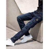 seluar jeans lelaki celana panjang lelaki Seluar jeans lelaki bersulam baru, seluar kaki regangan la