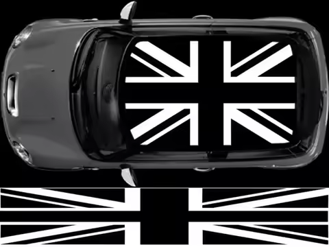 Black Union Jack flag roof for mini graphics decals stickers Custom Picture Size Car Packaging Modif