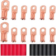 RED WOLF Copper Wire Ring Terminals Connector Lug 1/0 Gauge x 3/8" 5/16" 12 PCS Battery Cable Ends S