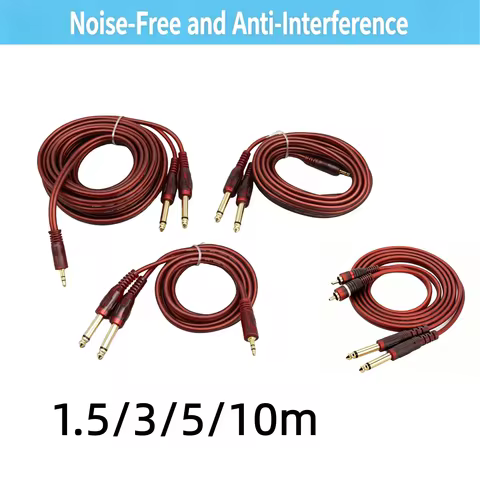 Miwayer Pro Studio Audio Cable Red 1.5/3/5/10m, Dual RCA Male to 6.35mm 1/4" TRS Gold-Plated Balance