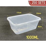 Rectangular Plastic Food Container With Lid 1000ml / Bekas Makanan Plastik Microwave A1000 (250SETS)