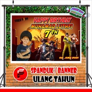 Free Fire Theme Children's Birthday Backdrop/ Banner Size 1.2 x 0.8 m