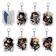 Keychain, Standee Model Anime Attack On Titan Eren Mikasa Levi Character Badge Study Desk Decoration