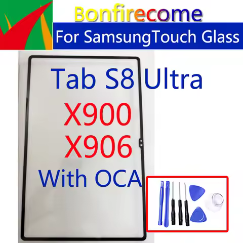 LCD Touch Screen Front Outer Glass Lens For Samsung Galaxy Tab S8 Ultra X900 X906 Replacement With O