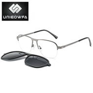 Polarized Magnet Clip on Sunglasses Men Alloy Semi Rimless Optical Sun Glasses For Men Driving Myopi