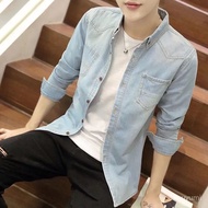 2024 Denim Shirt Men Spring Long-Sleeved Clothes Korean Version Trendy Handsome Jacket 2024 Workwear