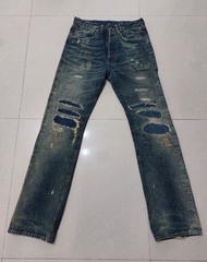 Levi's 44501-0048 LVC 大E 破壞 貼布 貓鬚 大戰版 月桂冠扣 丹寧 牛仔褲