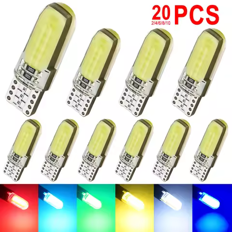 2/4/6/8/10/20 PCS T10 W5W LED Bulbs Car Interior Dome Maps Trunk License Plate Lights 12V COB-12SMD 