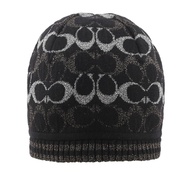 COACH 金屬纖維CC Logo 羊毛毛帽(黑色)