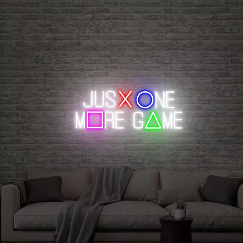 Just One More Game Neon Sign, Custom Game Room LED Neon Sign ,Game Zone Wall Decor, Gift For Gamer ,