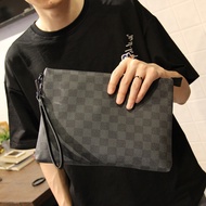 ✨2025✨ beg lelaki wallet leather texture  New Clutch Men's Plaid Envelope Package Clutch File Bag Pu