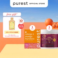 Purest Co Family Wellness Starter Kit - Daily Longevity Blend 1 tub + Omega-3 Mango Burstlets 1 box