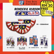 TBF Bendera Hiasan Merdeka Semarak Jalur Gemilang Madani Bunga Raya Tunku 1pcs Malaysia Flag Materia