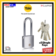 YALE High Security Padlock w/ 5 Dimple Keys 60mm - Y120DB/60/163/1 - Long Shackle Satin Chrome Finish Outdoor Weather Resistant Lock