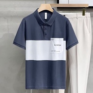 Men's polo Shirt/Men's polo Shirt/Ice Silk polo Shirt/Breathable polo Shirt/Summer polo Shirt Men's High-End Clothes Short-Sleeved t-Shirt Trendy t-Shirt Button 2023 New Style Stitching Paul Shirt