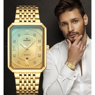 【Ready】SWISH New rectangular men's stainless steel belt simple sports outdoor calendar quartz watch 