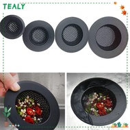 TEALY Drain Filter, Stainless Steel With Handle Sink Strainer, Usefull Black Hair Clean Up Floor Drain Mesh Trap Kitchen Bathroom Accessories