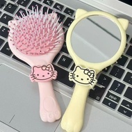 Wbcadd 2-in-1 Hello Kitty Handheld Mirror Comb Portable Travel Comb Cartoon Air Cushion Massage Comb