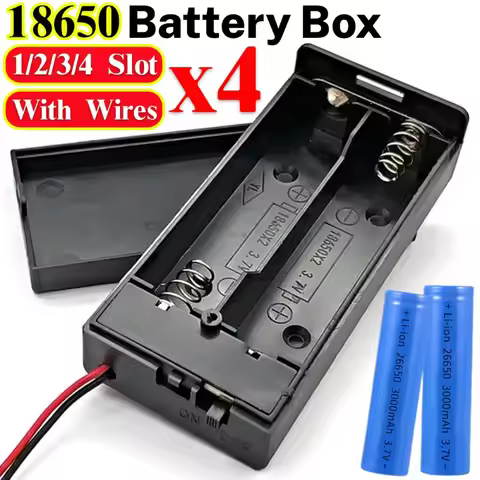 18650 Battery Holder Box 1 Slot 3.7V Battery Storage Case 1/2/3/4 Slot Hard Plastic Container with C