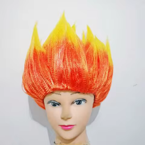 12inch Inside out Anger Fire Wig Short Orange Wig Men Cosplay Wigs Heat Resistant Synthetic Hallowee