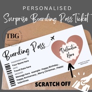SG Seller | Personalised SCRATCH OFF reveal Surprise Boarding Pass Ticket Birthday Anniversary X'mas