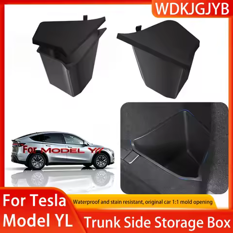 For Tesla Model YL Launch 2026 Trunk Organizer Side Storage Box Flocked TPE Trunk Organizer Anti-dir